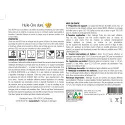 Verso étiquette huile-cire dure Biofa