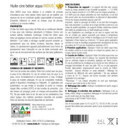 Etiquette verso huile cire beton aqua indus Biofa