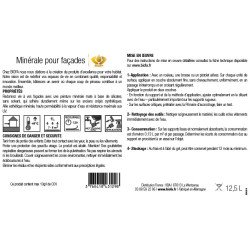 Etiquette verso peinture minérale pour façades Biofa