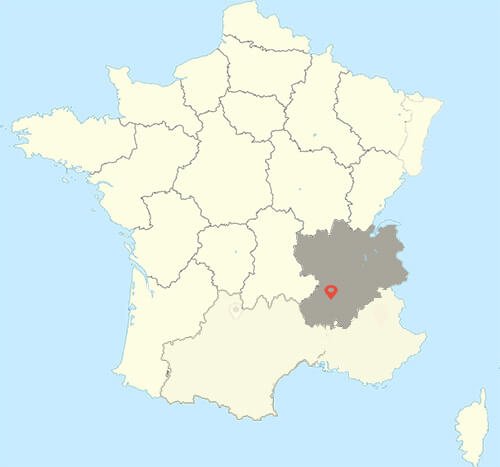 Carte de France région ardèche
