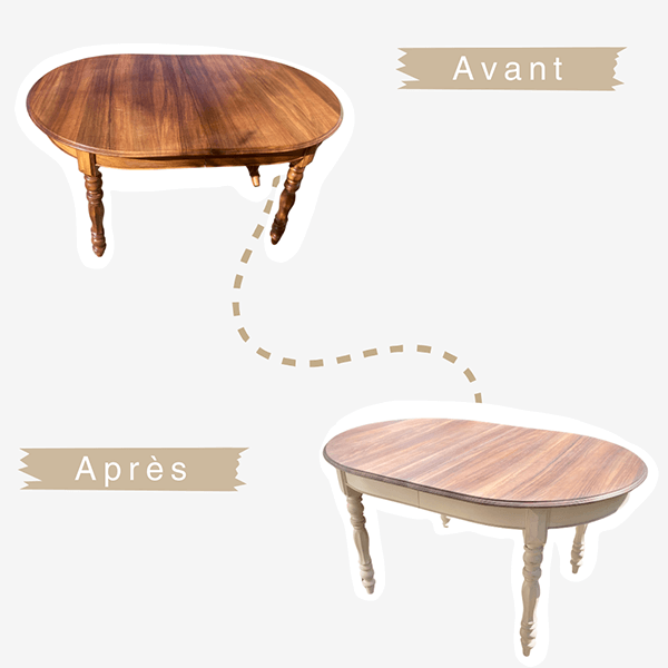 Avant/après d'une table en bois