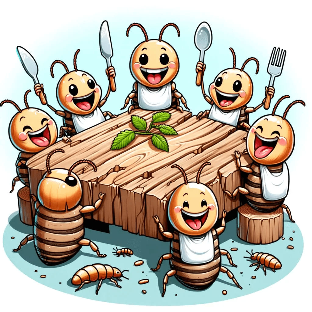 Illustration humouristique d'insectes infectant le bois